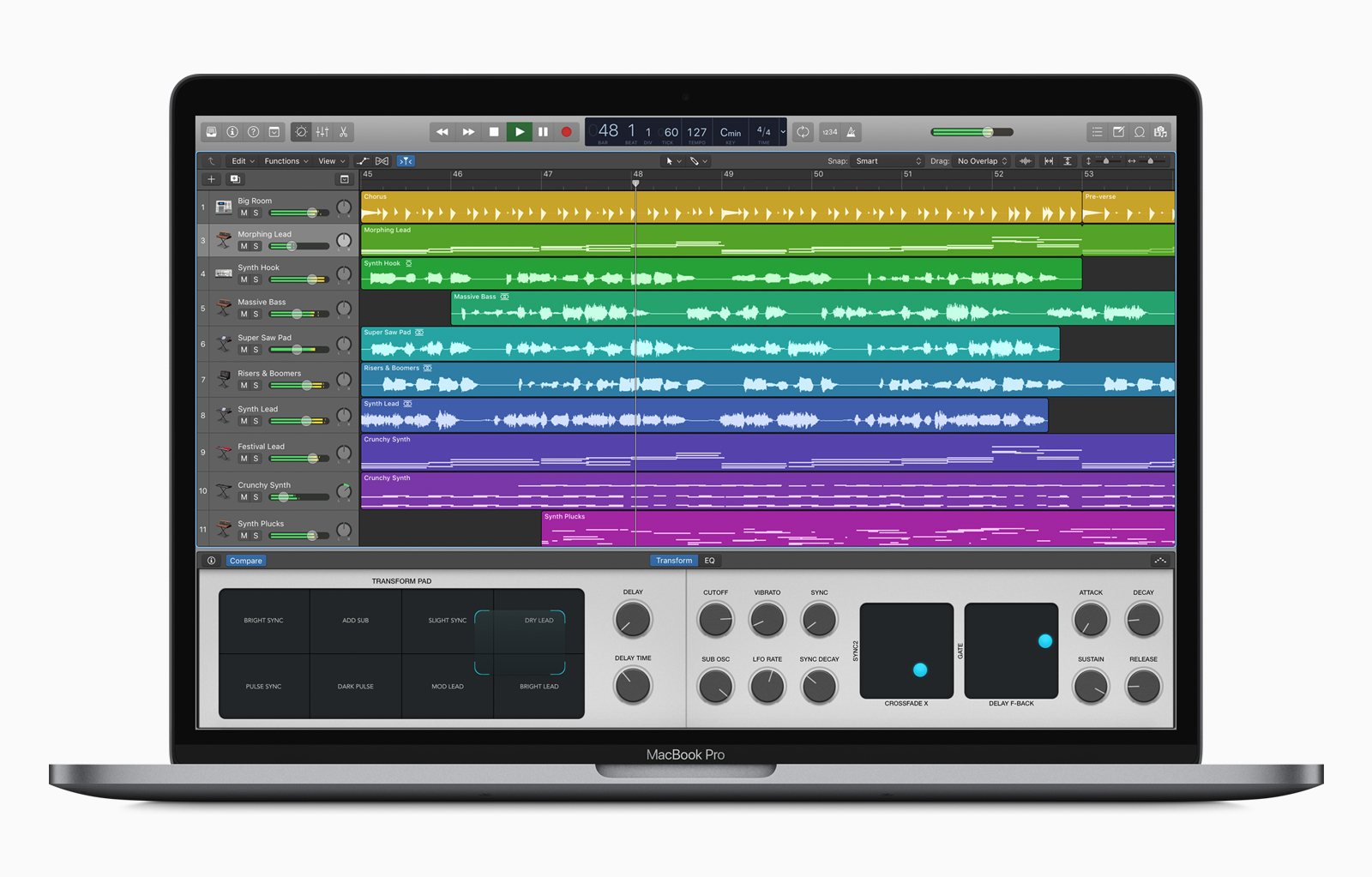 logic pro macbookpro front view