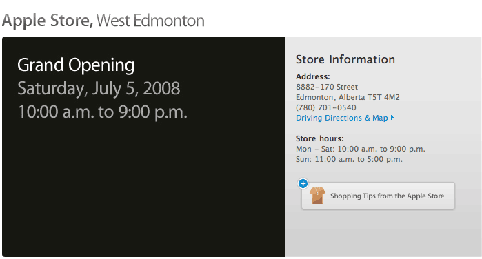 캐나다, Apple Store West Edmonton 7월5일 오픈