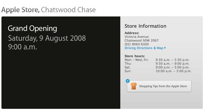 호주 2번째 직영점 Apple Store Chatswood Chase 8월9일 오픈