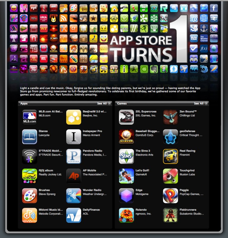 App Store, 일주년 APP