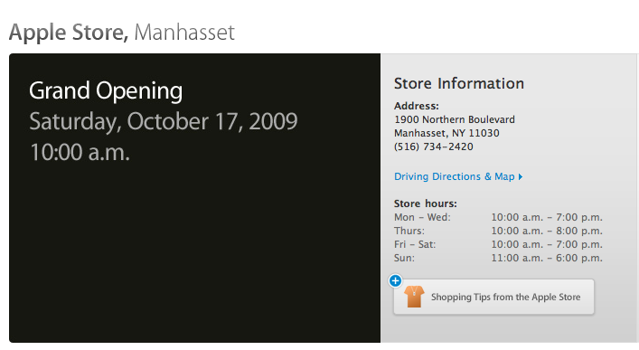 Apple, 뉴욕 맨하 세트에 Apple Store Manhasset 오픈