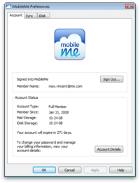 MobileMe 컨트롤 패널 1.5.1 Windows 배포