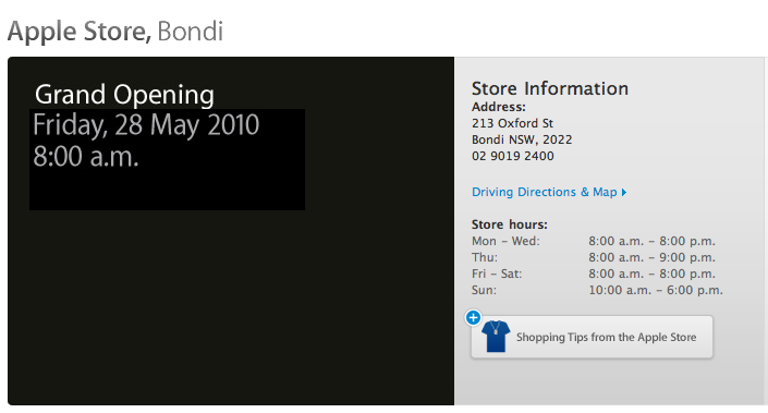 호주 Apple Store Bondi, 5월28일(금) 오픈