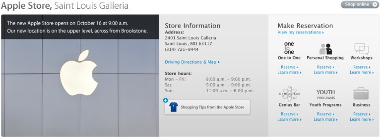 Apple Store St. Louis Galleria 10월16일(토)에 리뉴얼 오픈