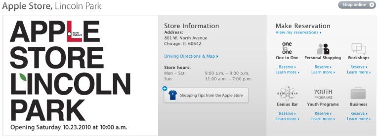 시카고의 Apple Store Lincoln Park 10월23일(토) 그랜드 오픈