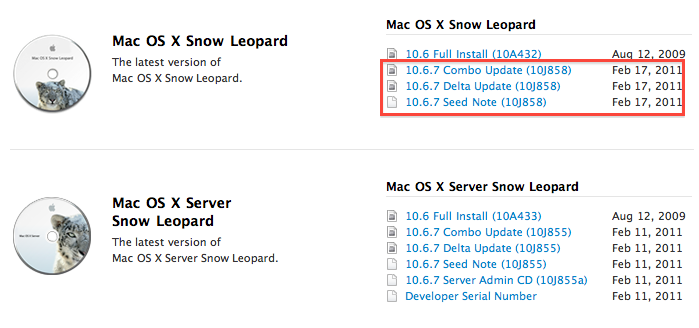 Apple. Mac OS X 10.6.7 Build 10J858 디벨로퍼 배포