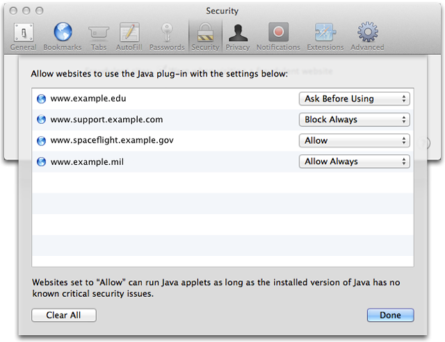 Java 플러그인 활성화/비활성화 설정이 추가된 Safari 6.0.4 업데이트 제공 1 data_applenews_HT5678_Manage_002_en