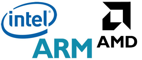ARM AMD INTEL logos