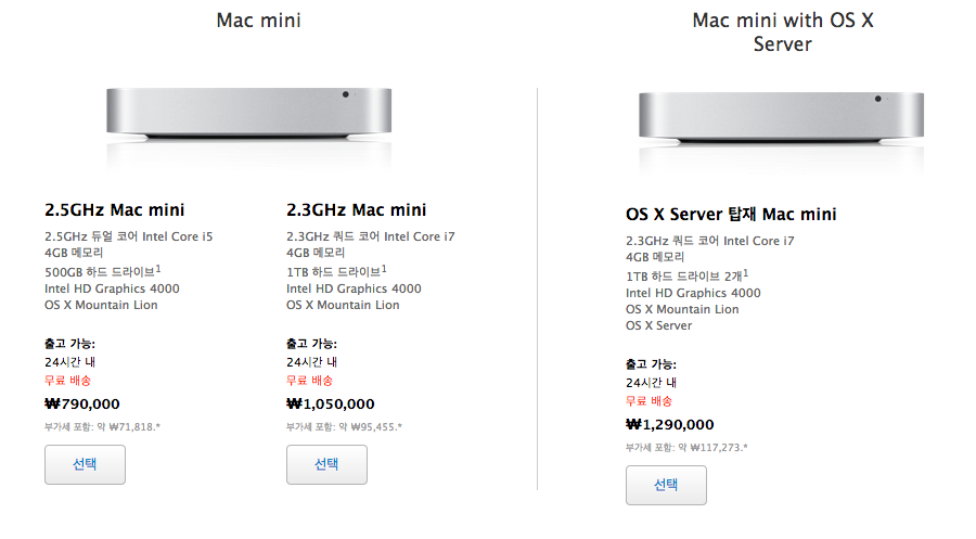 AOS. Mac mini의 출하 예정일 24시간 내 로 변경 1 data_applenews_스크린샷_2013_07_31_오전_9.10.40