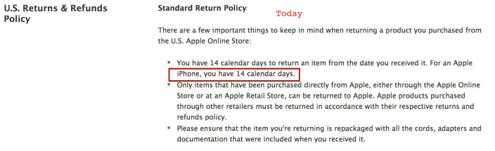data news iphone return 14 day