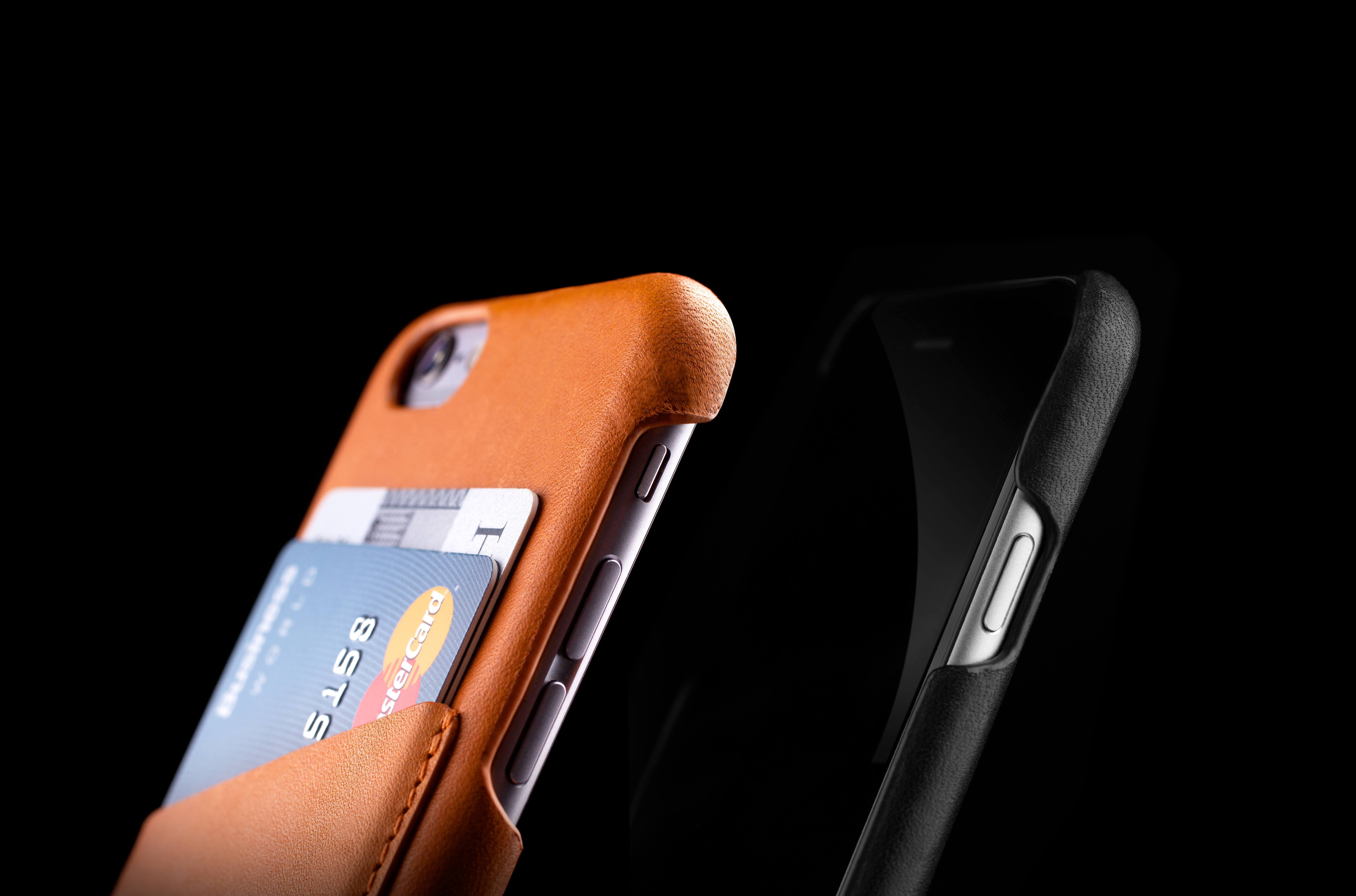 iPhone 6 가죽 케이스, MUJJO 2 Leather Wallet Case for iPhone 6-Black & Tan -Lifestyle - 010