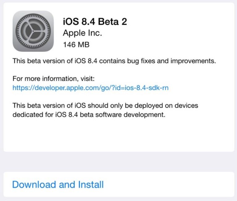 iOS 8.4 베타 2 업데이트 개발자에 제공.
