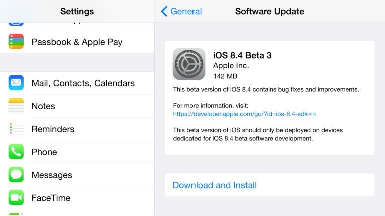iOS 8.4 베타 3 업데이트 개발자에게 제공.