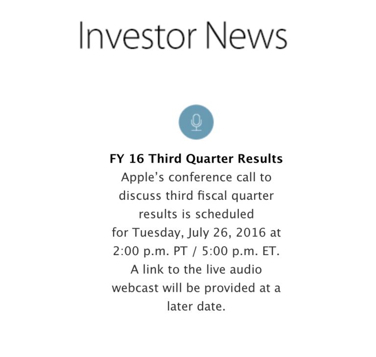 Apple 7월 27일 3분기 실적 발표 예정