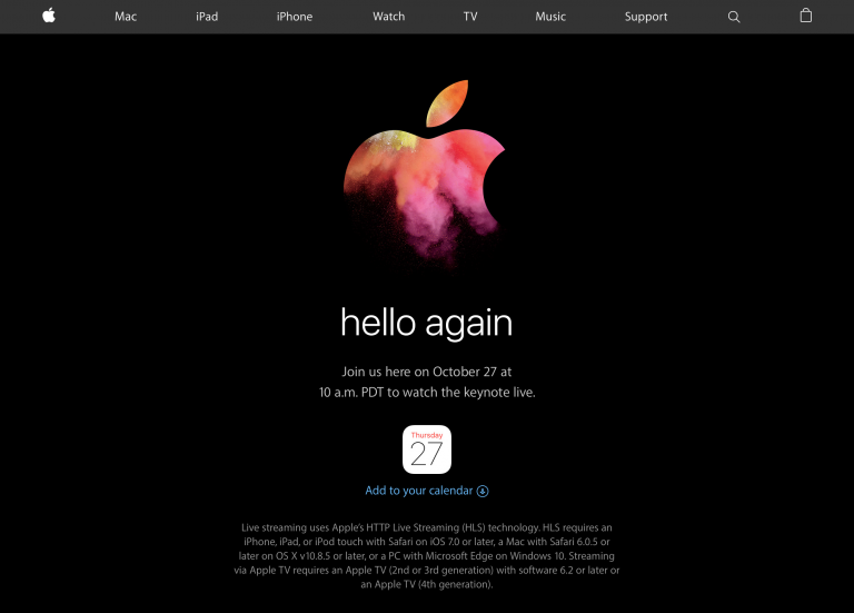 apple events october 2016