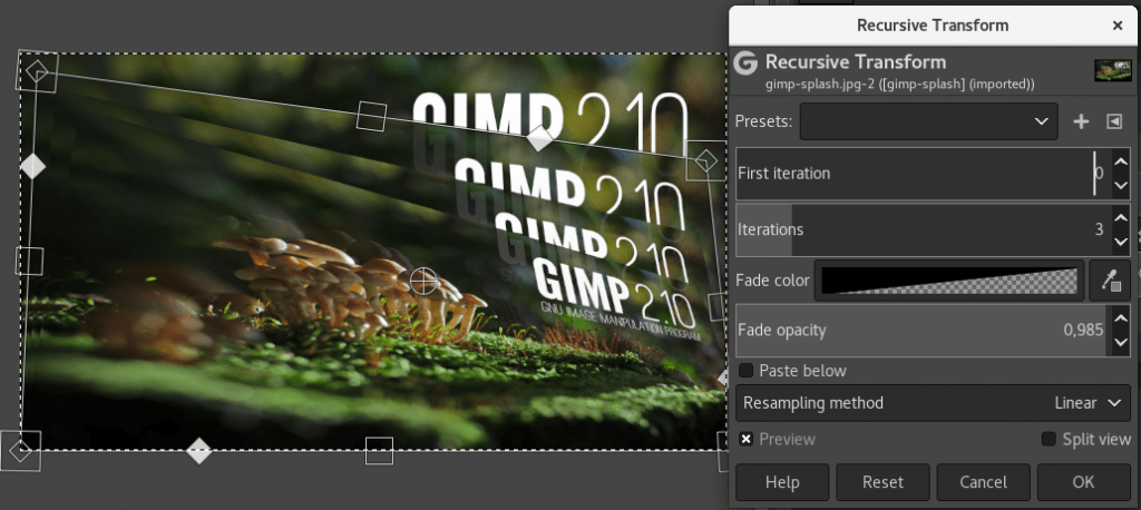 gimp 2 10 2 recursive transform