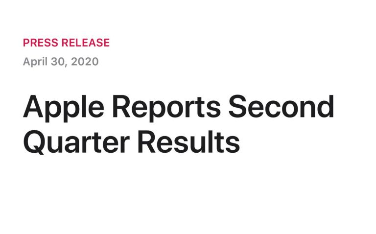Apple, 2020년 2/4분기 실적 결과 발표