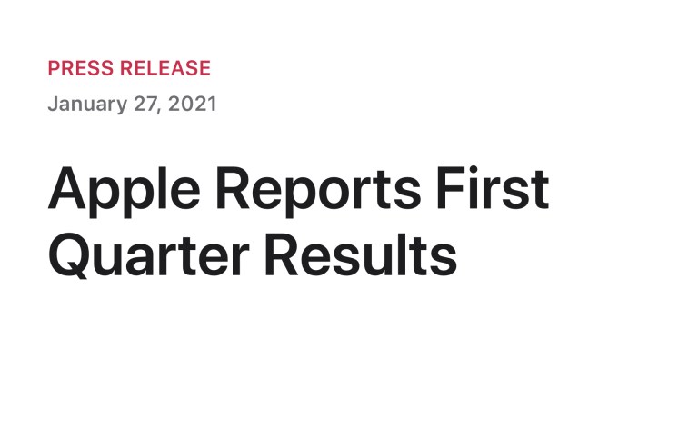 Apple, 2021년 1/4분기 실적 결과 발표