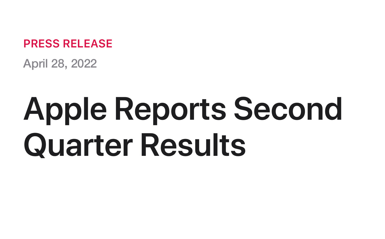 Apple, 2022년 2/4분기 실적 결과 발표