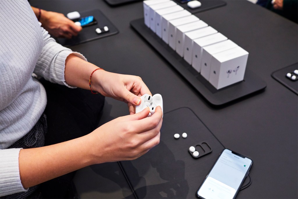 apple airpod pro launch milan guests with new airpod pro product table 10302019 big.jpg.large 2x