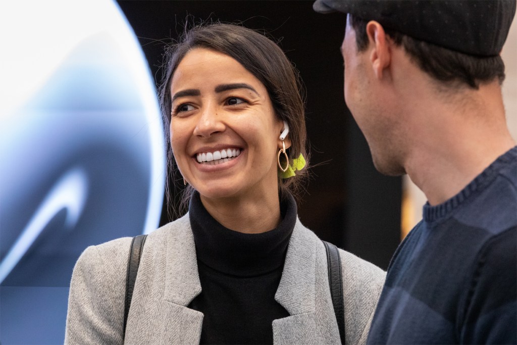 apple airpod pro launch ny portrait woman 10302019 big.jpg.large 2x