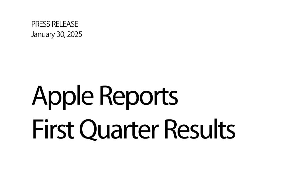 Apple, 2025년 1/4분기 실적 결과 발표 2 press release