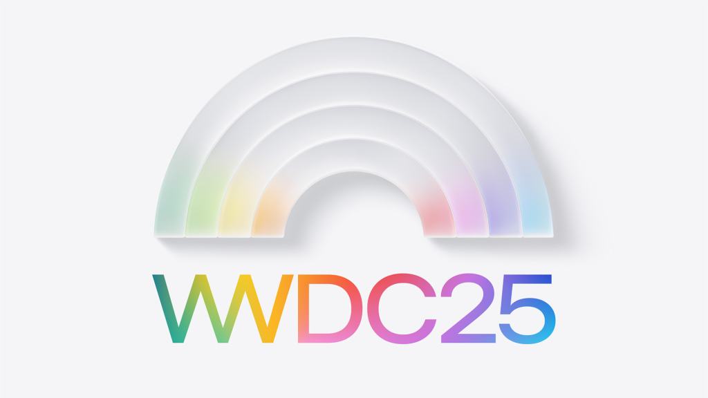 WWDC25 로고와 여러 색깔의 반원으로 구성된 디자인.
