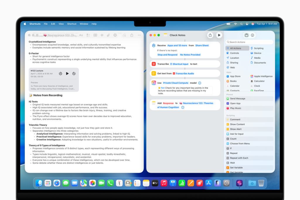 고급 기능과 새로운 사용자 인터페이스를 갖춘 macOS 운영 시스템 화면. 다양한 앱 아이콘과 메뉴, 레이아웃이 포함된 모습.