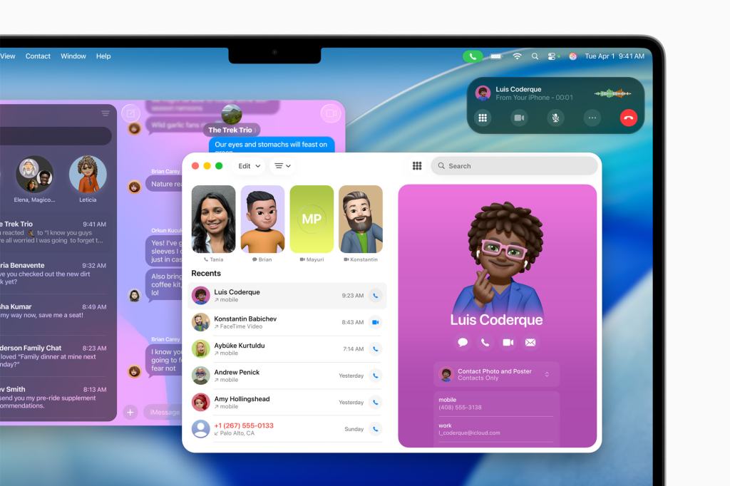 화면에 여러 채팅 창과 연락처 정보가 표시된 컴퓨터 디스플레이, 새로운 소프트웨어 인터페이스를 보여줌