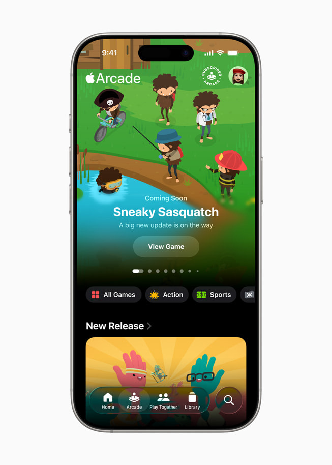 Apple Games 앱의 Apple Arcade 화면