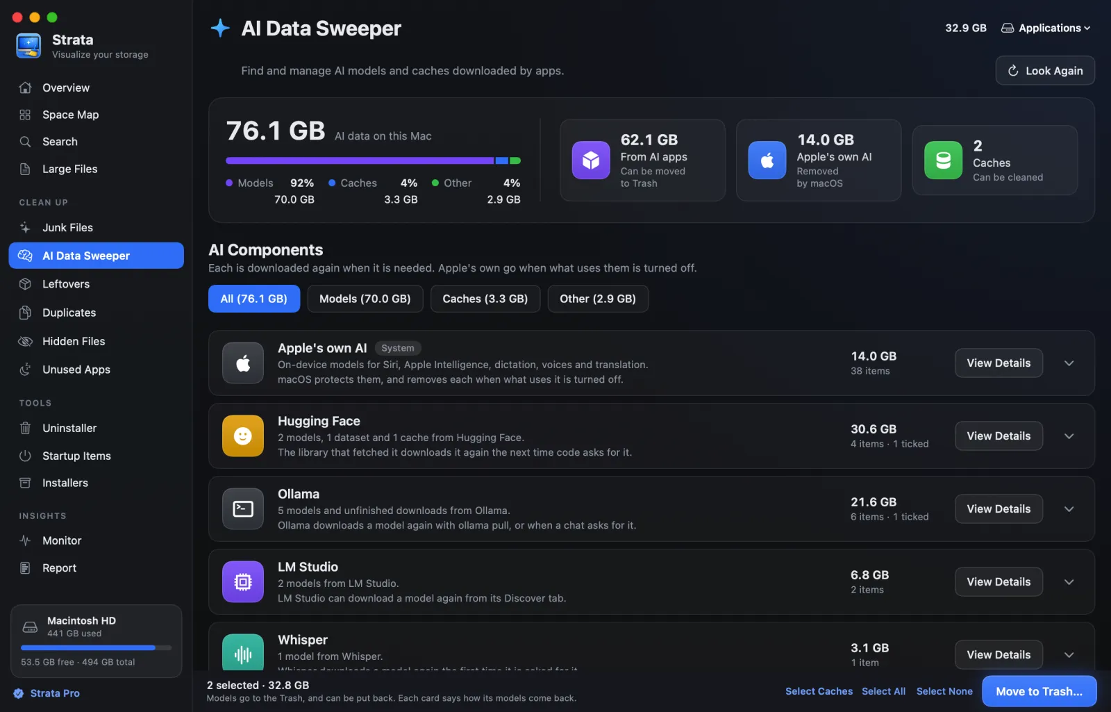 Strata AI Data Sweeper의 AI 모델 용량 관리