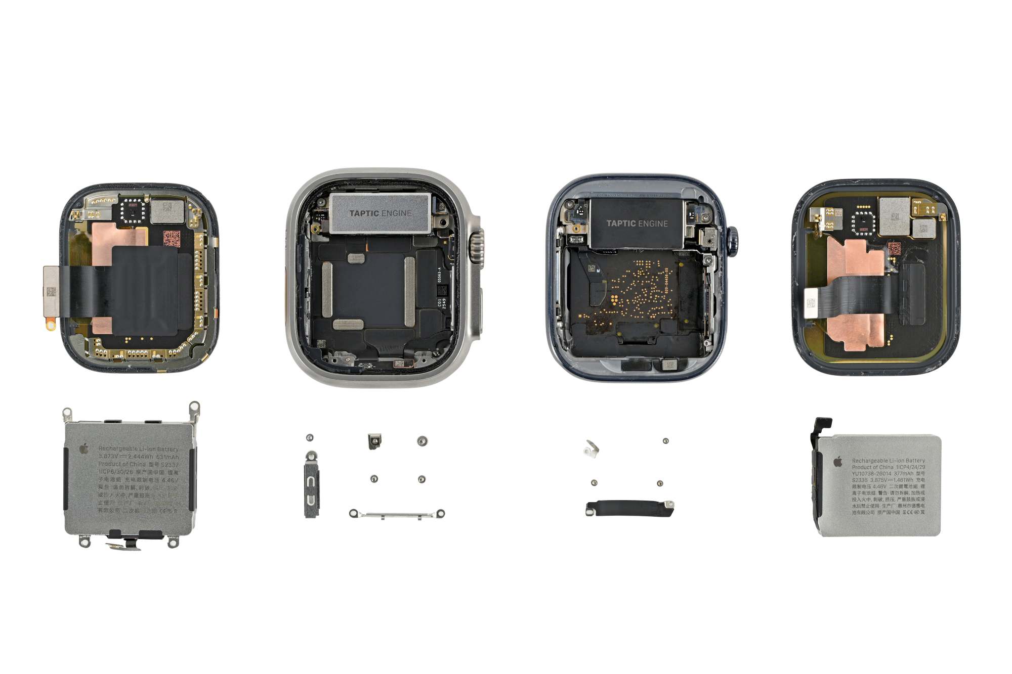 Apple Watch Ultra 4와 Series 12의 분해 부품
